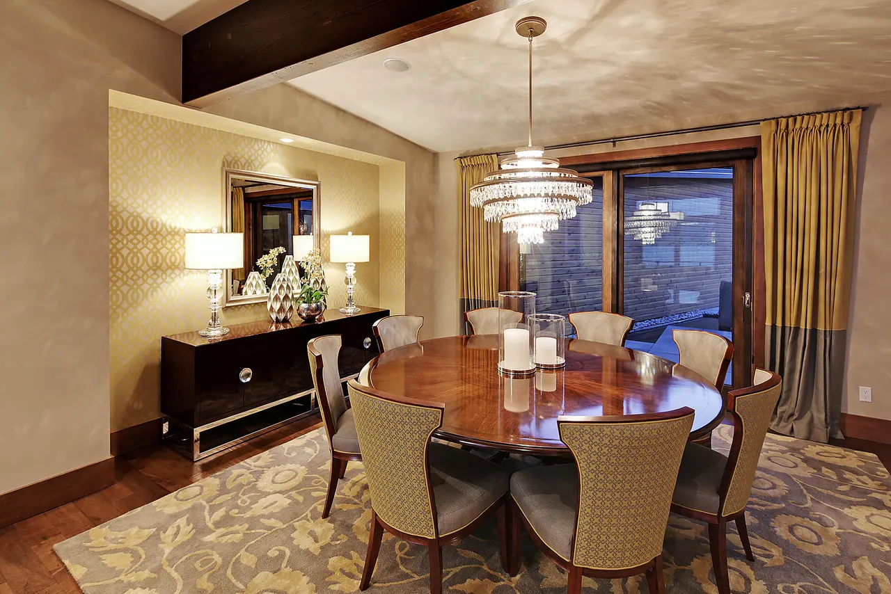 Carr Remodel: dining room with chandelier