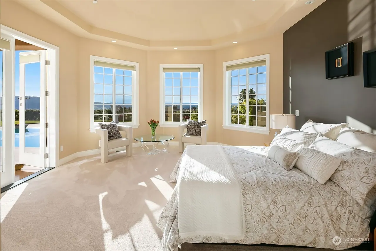 Harrison Street: primary bedroom with bay windows