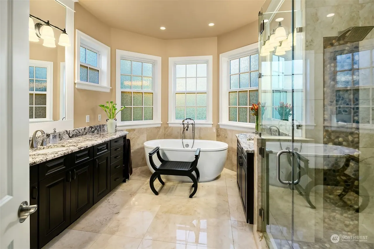 Harrison Street: primary bath with freestanding tub