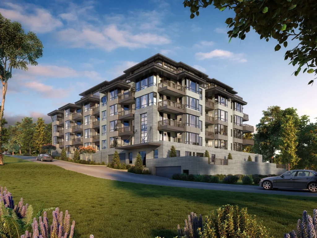 Kirkland Waterview Condos: building and landscape