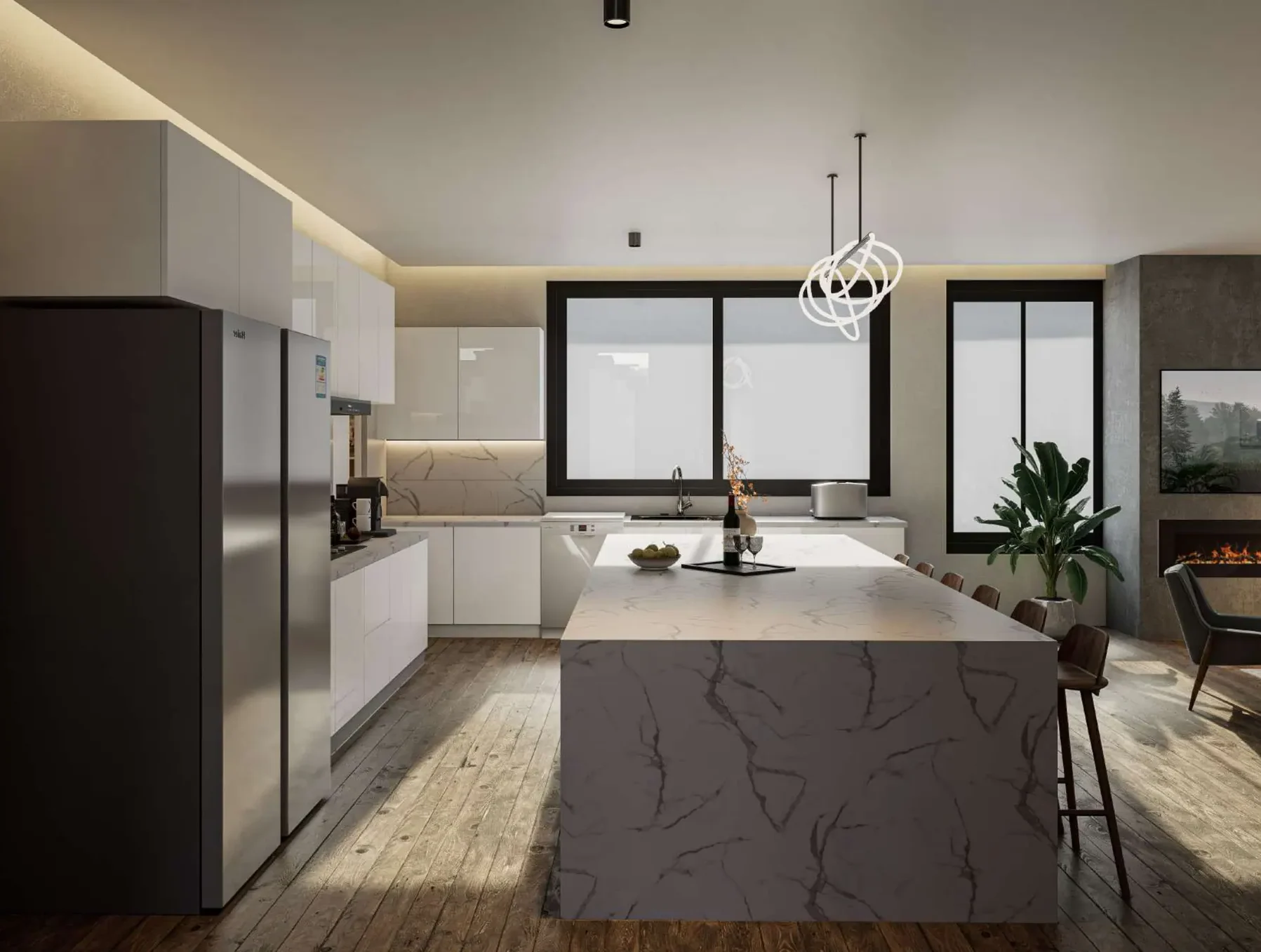 Orchard Street Homes 4018 & 4022: kitchen island