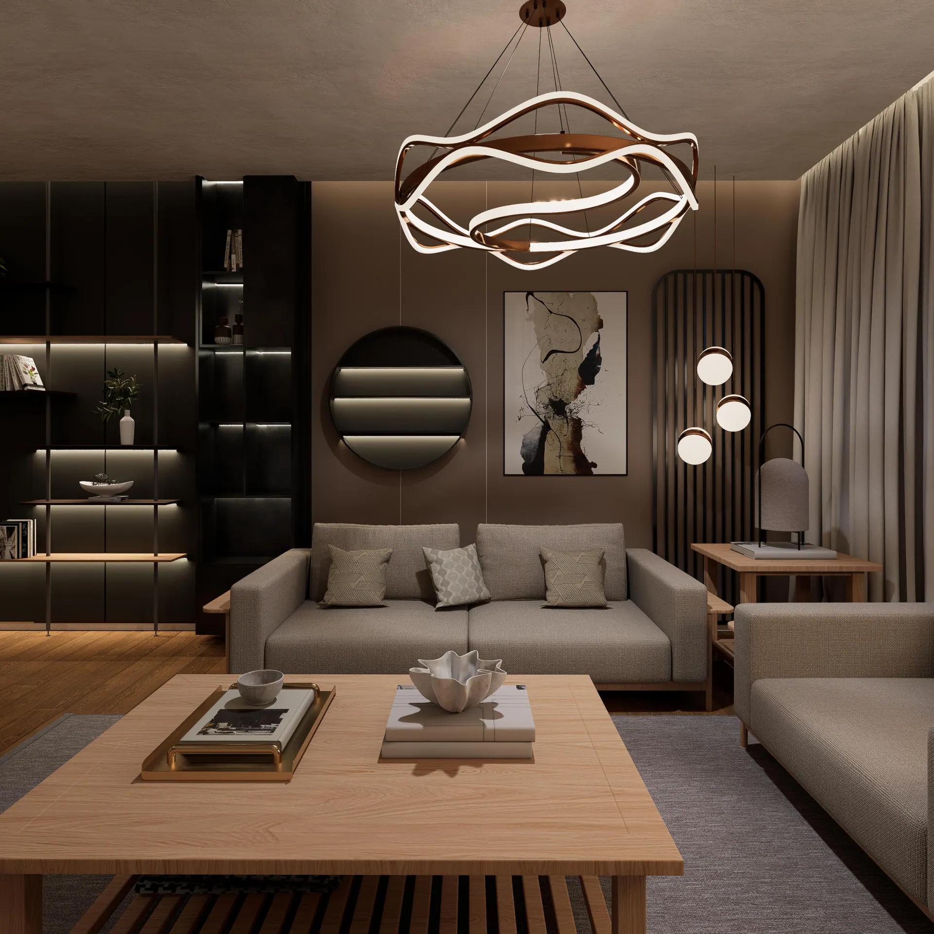 Orchard Street Homes 4018 & 4022: lounge with pendant light