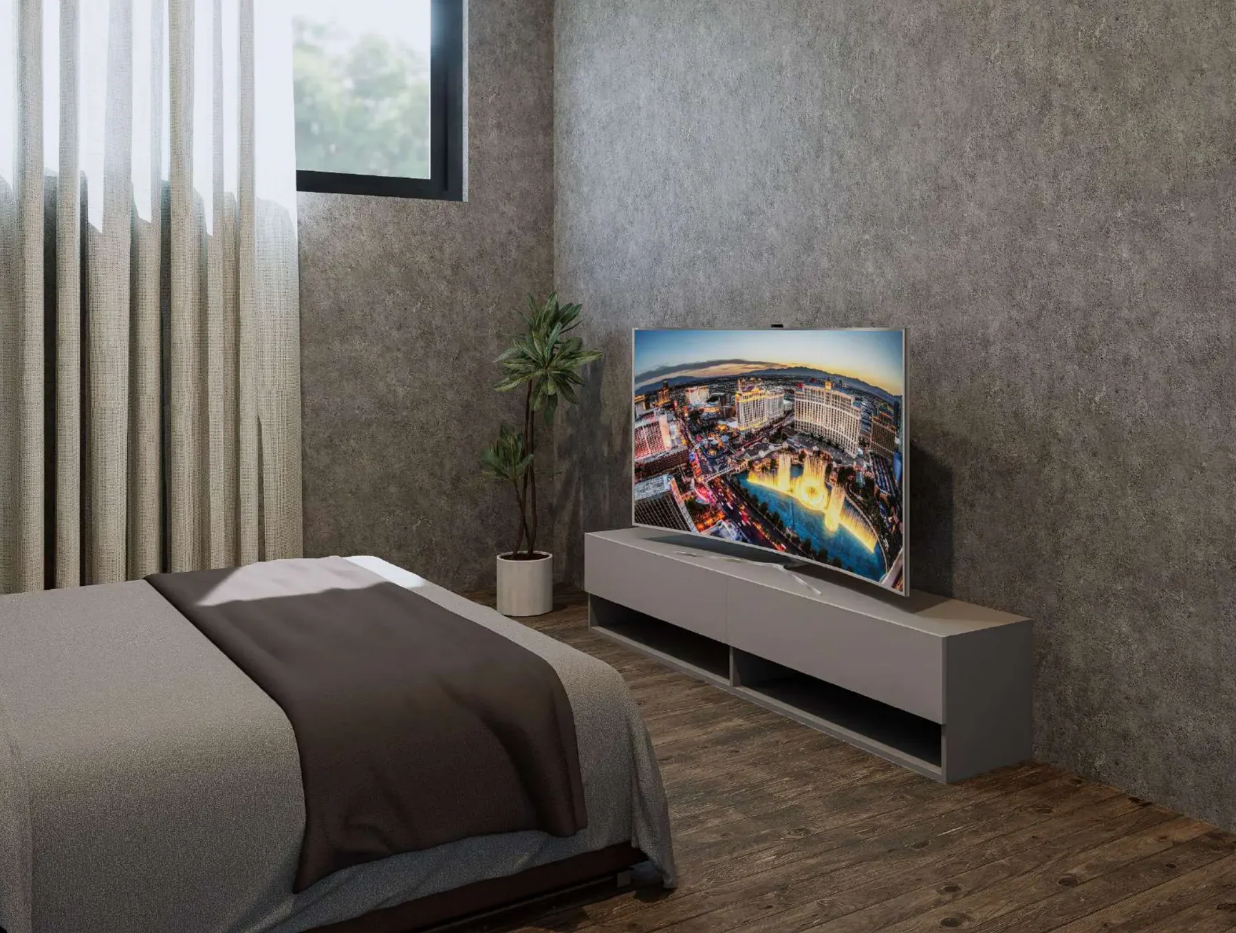 Orchard Street Homes 4018 & 4022: bedroom with media wall