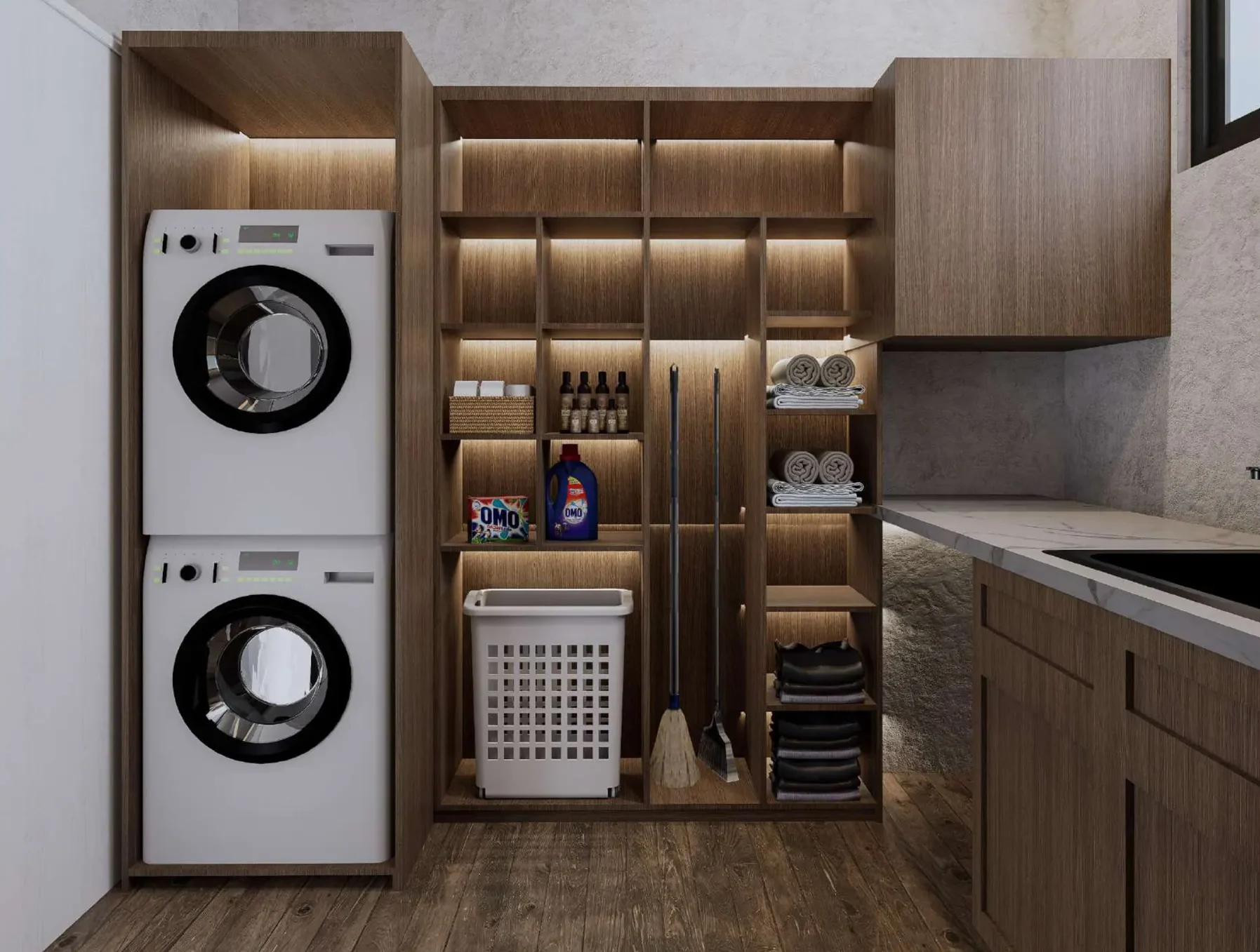 Orchard Street Homes 4018 & 4022: laundry and storage
