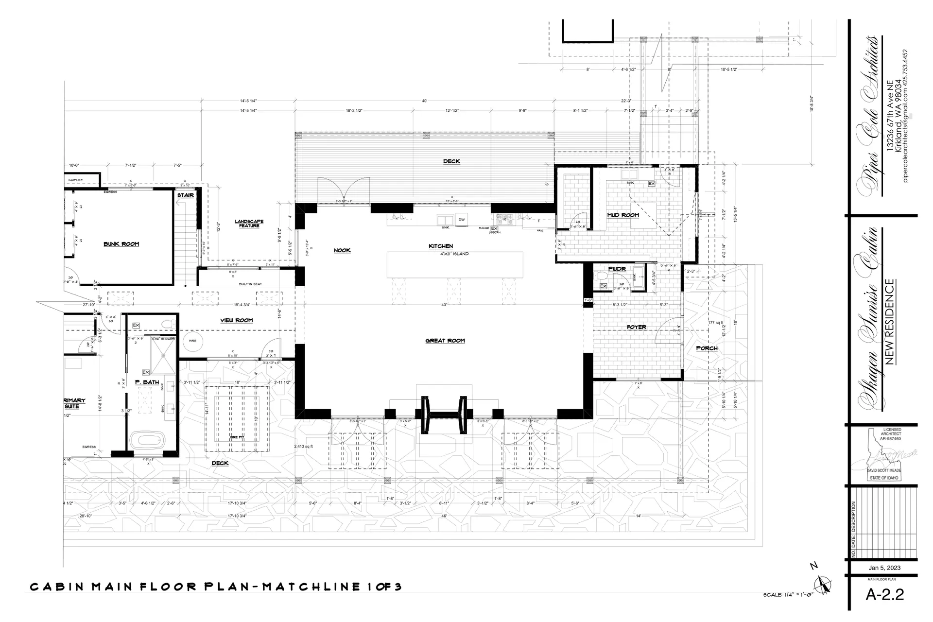 Skagen Sunrise Cabin, Hunter's Hill Farm, Worley, Idaho: cabin main floor plan